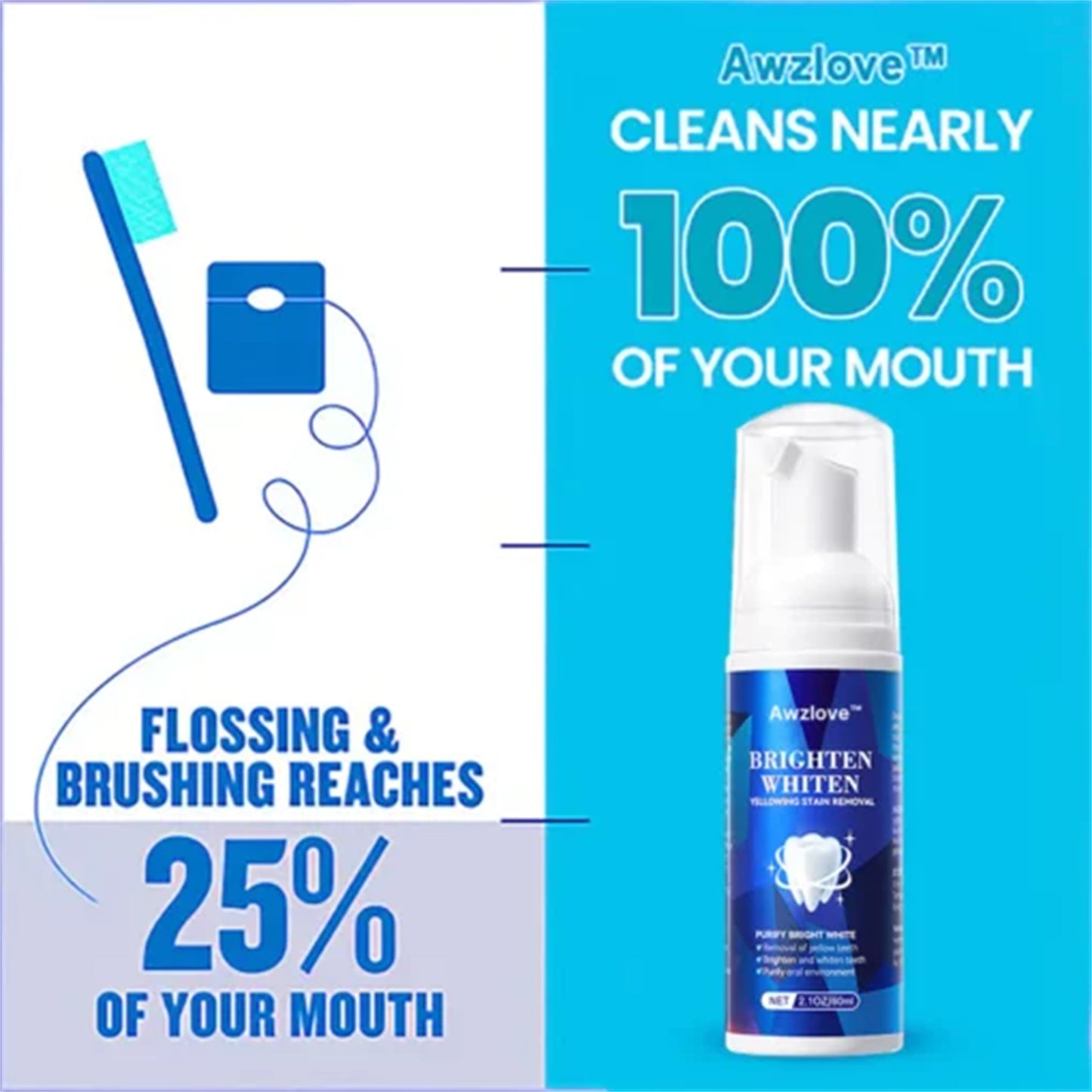 Home Fashion Bright White Teeth Cleaning Mousse